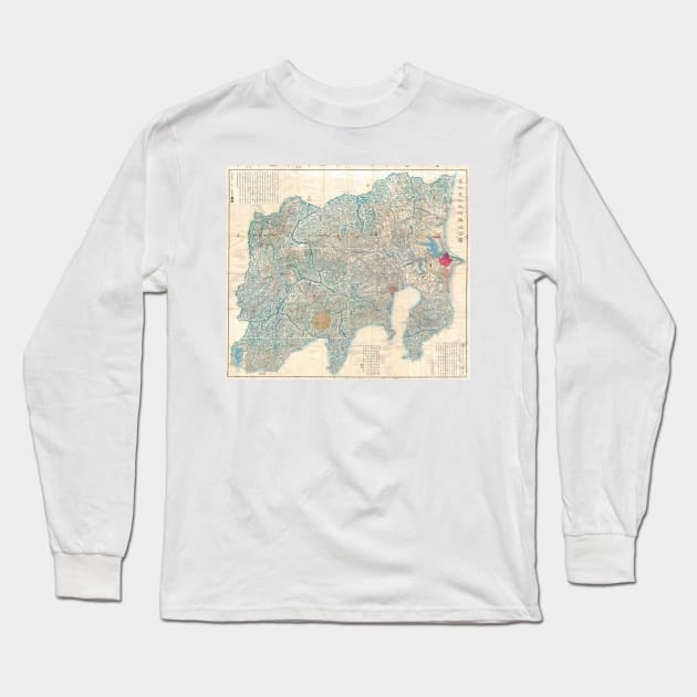 Vintage Map of Tokyo and Mt. Fuji Japan (1843) Long Sleeve T-Shirt by Bravuramedia